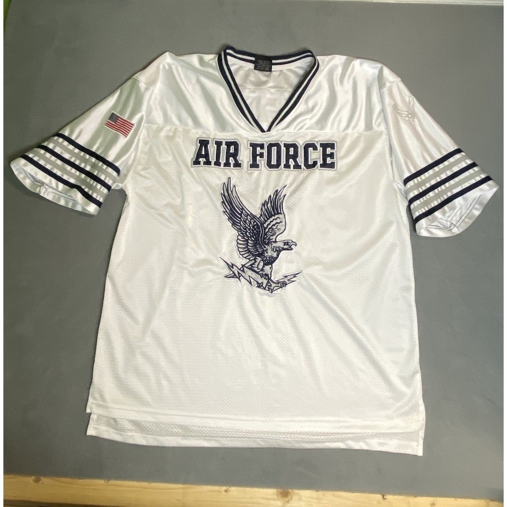 USAF US Air Force Football Jersey Shirt Mens 2XL Sewn-on Patch